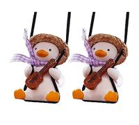 Vjsujehgy 2 PièCes BalançOire Canard Voiture Suspendu Ornement BalançOire Canard Voiture Miroir Mignon Anime Voiture Accessoires Voiture DéCoration Ornement Cadeau D