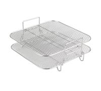 Vjsujehgy Pot de Friteuse à Air en Acier Inoxydable, Support Double Couche Polyvalent Carré pour Rôtissoire, Support pour Friteuses à Air 5QT/5,7 QT/6,8 QT
