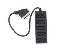 Vjsujehgy Répartiteur péritel 5 Voies 21 Broches Durabilité Efficace Noir | Construction robuste et , adaptateur péritel 21p mâle vers 5 femelles intégré, finition noire.