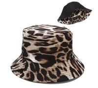 VJUYSW Bob Femme Imprimé Léopard Pêche, Réversible Seau Chapeau De Soleil D'Été pour Hommes et Femmes, Vacances, Randonnée, Camping, Shopping