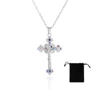 VJUYSW Collier Croix Chrétienne en Acier Inoxydable, Pendentif Chrétien, Bijou Femme - Cadeau