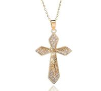 VJUYSW Collier Croix pour Femme, Croix Chretienne Femme, Chaîne Plaquée Or Hypoallergénique 18 Carats, Collier Pendentif en Forme de Croix, Cadeau de Bijoux de Mode, pour Femme Petite Amie Maman Fille