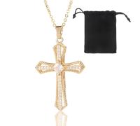 VJUYSW Collier de Chaîne en Croix pour Femmes, Chaîne Plaquée Or Hypoallergénique 18 Carats, Cadeau de Bijoux de Mode, pour Femme Petite Amie Maman Fille