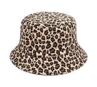 VJUYSW Imprimé Léopard Pêche Chapeau, Réversible Seau Chapeau, Chapeau De Soleil D'Été, pour Hommes et Femmes, Vacances, Randonnée, Camping, Shopping