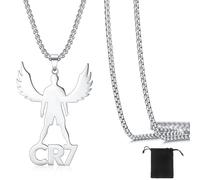VJUYSW Ronaldo,Pendentif en Jersey de Football numéro 7 en Argent,Collier de Soccer en Acier Inoxydable GR7,Collier de Sport pour Femmes Hommes Filles Garçons Sportif Unisexe Bijoux Cadeau