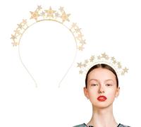 VJUYSW Serre-tête en Cristal, Couronne et étoiles, Couronne de déesse avec Boucles d'oreilles Soleil et Lune, diadème à Paillettes et Strass pour Femme, Accessoire de mariée bohème