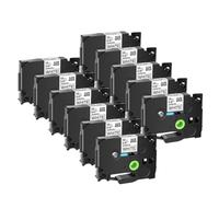 VJZYUTSW 11pk Noir sur Les Bandes d'étiquette Blanche compatibles avec Tze-231 131 631 335 Ribbons laminés de 12 mm Compatible avec Les Fabricants d'étiquettes H110 compatibles(11PK Black on White)