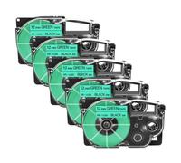 VJZYUTSW 5pk xr-12x xr-12we Labels compatibles avec des Cartouches de Bande de 7 mm de 7 mm 18 mm 24 mm Compatible avec KL-130 KL-120 430 imprimante de Fabricant d'étiquettes(5PK Black on Green)