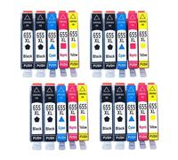 VJZYUTSW Cartouche à Encre 655xl 655 Compatible Compatible avec Les modèles de DeskJet Ink Advantage 3525 5525 4615 4625 4525 6520 6525 6625 Imprimante à Jet d'encre(4 Set 20PCS)