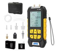 VKALTUL Manomètre numérique PT530,Manomètre eau,Manomètre air comprimé haute précision, 10 mesures, 29 mémoires de données, plusieurs adaptateurs de mesure, -1000~3000mbar, -100~300Kpa