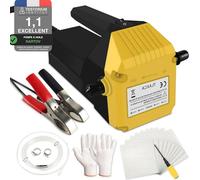 VKE Pompe Vidange Huile Moteur 12V 80W, Pompe Essence avec Poignée Anti-Brûlure, Pompe Electrique Vidange Huile Moteur, Pompe à Huile pour Moto, Voiture, Bateau (Jaune)