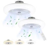 Vkechh 2X Ventilateur Plafond avec Lumiere et Telecommande Silencieux 55cm 80W Plafonnier Ventilateur de Plafond Dimmable 3 Vitesses vent Timing Lustre Ventilateur pour Chambre à coucher,salon