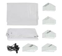 Vkechh 3,43 x 2 m - Housse de protection pour poulailler avec tendeurs en caoutchouc - Bâche de protection imperméable et anti-UV - Pour poulailler dans la cour et enclos - Blanc