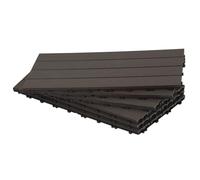 Vkechh Dalles de terrasse en WPC 30 x 60 cm, couleur Café, lot de 30 pièces (5 m²) avec système d'emboîtement, dalles d'extérieur résistantes à l'humidité, aspect bois