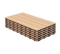 Vkechh Lot de 18 dalles de terrasse WPC 30 x 60 cm - Couleur teck - Avec système à clic - Carreaux de terrasse imperméables aspect bois - Pour sol de balcon facile d'entretien (WPC à cliquer)