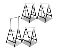 Vkechh Lot de 4 tréteaux d'échafaudage 200 kg - Hauteur réglable sur 7 niveaux 81 à 130 cm - Pliables en métal - Tréteau d'échafaudage - Tréteau métallique pliable - Noir