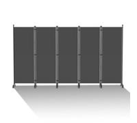 Vkechh Paravent séparateur de pièce sur roulettes, 284 x 181 x 30 cm, pliable, 5 pièces, brise-vue pour balcon, mur espagnol, brise-vue en fibre de polyester, installation facile (anthracite)