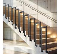 Vkechh Rampe d'escalier intérieure et extérieure 100 cm elliptique noire en forme de U, main courante en métal, pour villas, balcons, couloirs, appartements, largeur 20 cm, montage latéral