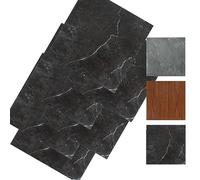 Vkechh Revêtement de sol en PVC - 30 x 30 cm - 110 carreaux de 10 m² - Autocollant - Effet marbre - Imperméable et antidérapant - Découpable - Pour salon, chambre à coucher - Marbre noir