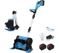 Vkechh Souffleuse à neige électrique sans fil 21 V 1000 W avec batterie 2 x 4500 mAh et chargeur, largeur de travail 25 cm, hauteur de neige max. 15 cm, portée de jet 8 m, moteur sans balais, léger