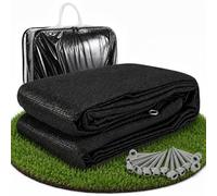 Vkechh Tapis d'auvent - 200 x 200 cm - 100 % polyéthylène haute densité - Respirant - Pour caravane, camping-car, terrasse - Avec œillets - Sac de transport - Piquets - Noir