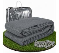 Vkechh Tapis d'auvent - 200 x 200 cm - 100 % polyéthylène haute densité - Respirant - Pour caravane, camping-car, terrasse - Avec œillets - Sac de transport - Sardines - Bleu/gris