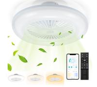 Vkechh Ventilateur Plafond avec Lumiere et APP & Telecommande 55cm 80W Plafonnier Ventilateur de plafond Dimmable 6 Vitesses vent Réversible Timing Lustre pour Chambre à coucher,salon