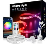 VKH Ruban LED 10m, Bande LED RGB Multicolore avec Télécommande et Application, 16 Millions de Couleurs, Décoration Lumineuse pour Chambre, Noël, Fête, Anniversaire et Mariage.(1 * 10m)