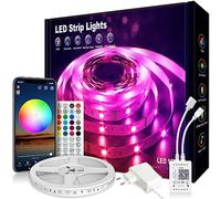 VKH Ruban LED 15m, Bande LED RGB Multicolore avec Télécommande et Application, 16 Millions de Couleurs, Décoration Lumineuse pour Chambre, Noël, Fête, Anniversaire et Mariage.(1 * 15m)