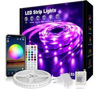 VKH Ruban LED 5m(30 LED/m), Bande LED RGB Multicolore avec Télécommande et Application, 16 Millions de Couleurs, Décoration Lumineuse pour Chambre, Noël, Fête, Anniversaire et Mariage.(1 * 5m)