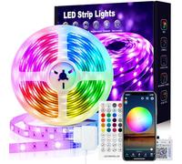 VKH Ruban LED 5m, Bande LED Bluetooth RGB LED 5m autocollante avec télécommande et APP, Guirlande lumineuse LED pour chambre Gaming Party