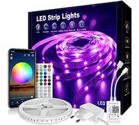 VKH Ruban LED RGB 5m, Bande LED 5050 Chambre, Contrôle App & Télécommande, 16M Couleurs, Adhésif 3M, Décoration Noël/Fête(1x5m)