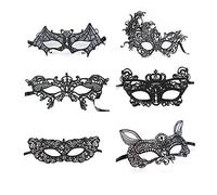 VKI 6Pcs Masque de Dentelle Noir pour Les Yeux, Noir