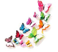 VKI Muraux de Papillons 3D Sticker Mural Autocollants bricolage papillon amovible Réutilisable Pour chambre Salon, 12pcs
