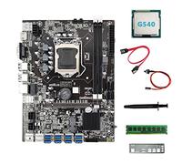 Vklopdsh B75 8USB ETH Mining Carte MèRe + G540 CPU + DDR3 4 Go 1600 MHz RAM + Câble de Commutation + Câble SATA + DéFlecteur + Carte MèRe à Graisse Thermique