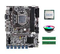 Vklopdsh Carte MèRe B75 ETH Mining 12 PCIE vers USB LGA1155 avec Processeur G630 + 2XDDR3 4 Go 1600 MHz RAM + Ventilateur de Refroidissement RVB