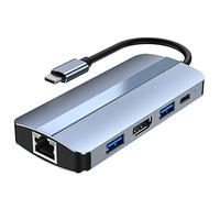 Vklopdsh Hub USB C 8 en 1 Type C Adaptateur 3.1 à 4K avec Lecteur de Carte RJ45 TF Charge pour Ordinateur Portable