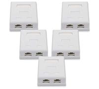 Vklopdsh Prise RéSeau RJ45 - Prise Double Murale BlindéE MontéE en Surface avec Port de Câble LAN Ethernet CAT6A pour Câble RéSeau