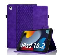 Vkooer Coque pour iPad 10.2" iPad 9ème/8ème/7ème Génération Housse Cuir PU Etui Flip Case Treillis avec Veille/Réveil Auto Multi-Angle Support pour iPad 10.2" 2021/2020/2019 - Violet