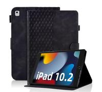 Vkooer Coque pour iPad 10.2" iPad 9ème/8ème/7ème Génération Housse Cuir PU Etui Flip Case Treillis avec Veille/Réveil Auto Multi-Angle Support pour iPad 10.2" 2021/2020/2019 - Noir