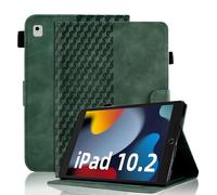 Vkooer Coque pour iPad 10.2" iPad 9ème/8ème/7ème Génération Housse Cuir PU Etui Flip Case Treillis avec Veille/Réveil Auto Multi-Angle Support pour iPad 10.2" 2021/2020/2019 - Vert foncé