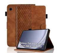 Vkooer Coque pour Samsung Galaxy Tab A9 8.7'' 2023 SM-X110/ X115 Premium Cuir PU Housse Motif de Diamant Etui de Protection Poche Case avec Support, Marron