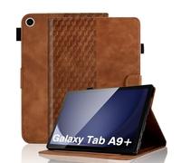 Vkooer Coque pour Samsung Galaxy Tab A9 Plus 11'' 2023 SM-X210/X215/X216 Premium Cuir PU Housse Motif de Diamant Etui Pochette Tablette Coque avec Support, Marron