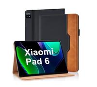 Vkooer Coque pour Xiaomi Mi Pad 6/Mi Pad 6 Pro 11 Pouces 2023, Housse Cuir PU Case [Réveil/Veille Automatique] Etui de Protection avec Support Fonction FILP Cover, Poche Avant, Noir