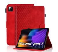 Vkooer Étui à rabat en cuir synthétique de qualité supérieure avec support de visionnage multi-angle pour tablette Xiaomi Pad 7/7 Pro 11,2" 2024 - Rouge