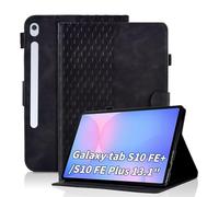 Vkooer Étui pour Samsung Galaxy Tab S10 FE+/ S10 FE Plus 13,1 pouces Premium PU Cuir Folio avec Support Multi Angles et Fentes pour Cartes Coque Intelligente pour Galaxy Tab S10 FE+ 2025, Noir