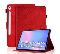 Vkooer Étui pour Samsung Galaxy Tab S10 FE+/ S10 FE Plus 13.1 pouces Premium PU Cuir Folio avec Support Multi Angles et Fentes pour Cartes Coque Intelligente pour Galaxy Tab S10 FE+ 2025, Rouge