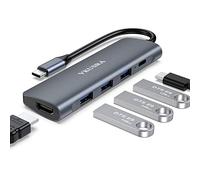 VKUSRA Hub USB C, Adaptateur de hub 6 en 1 de Type C vers 4K HDMI, USB 3.0, Port Type C PD, Lecteurs de Cartes SD/TF pour MacBook Pro Chromebook Pixel Huawei Matebook et Plus