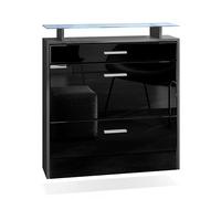 Vladon Armoire à Chaussures Malea de, Anthracite Mat/Noir Haute Brillance y Compris LED - basculeur à Chaussures Suspendu pour 16 Paires de Chaussures (89 x 96 x 23 cm)