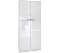 Vladon Armoire de bureau Rangement Logan Corps en Blanc mat Façades en Blanc haute brillance
